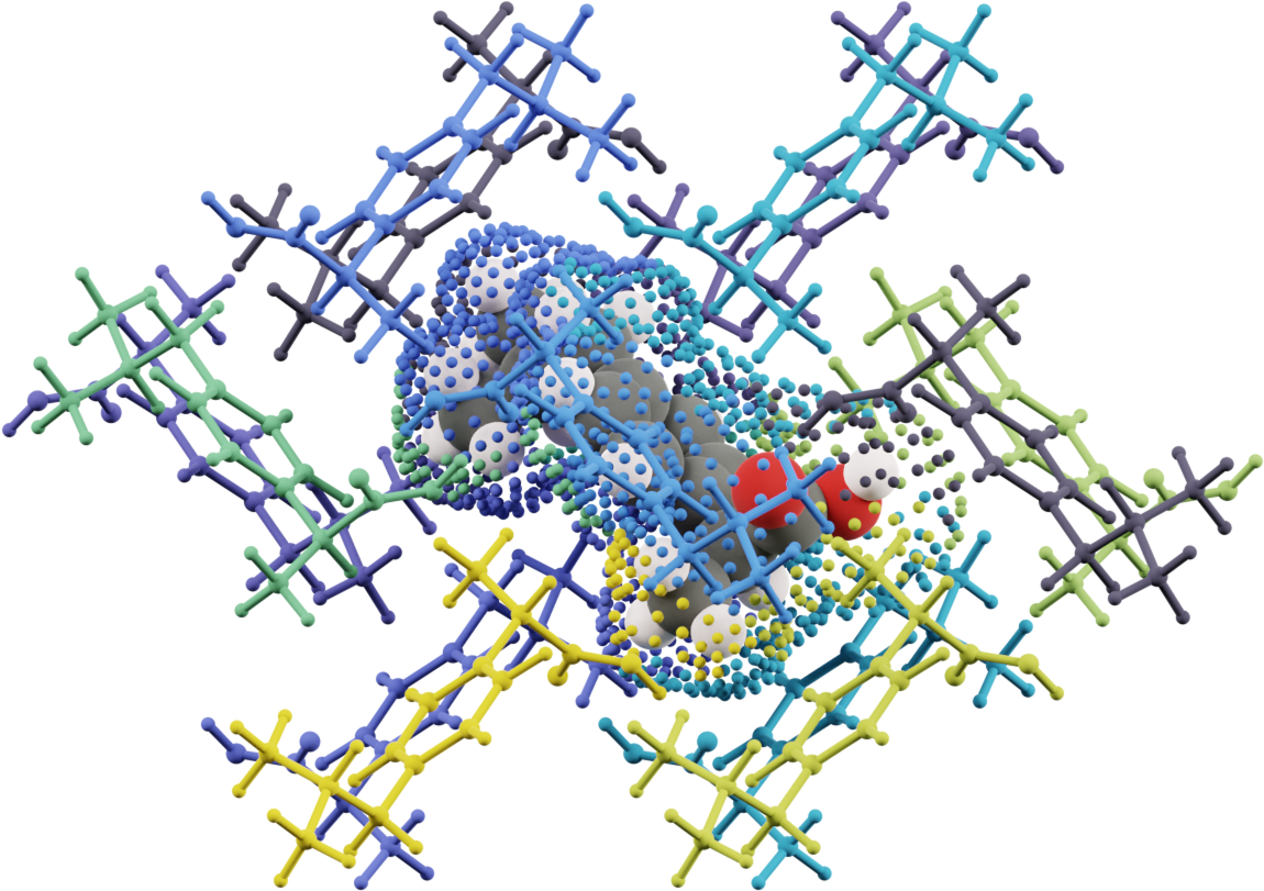 Crystal surface showing molecular environment